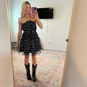 Black and white polka dot  dress tulle and puffy mini dress